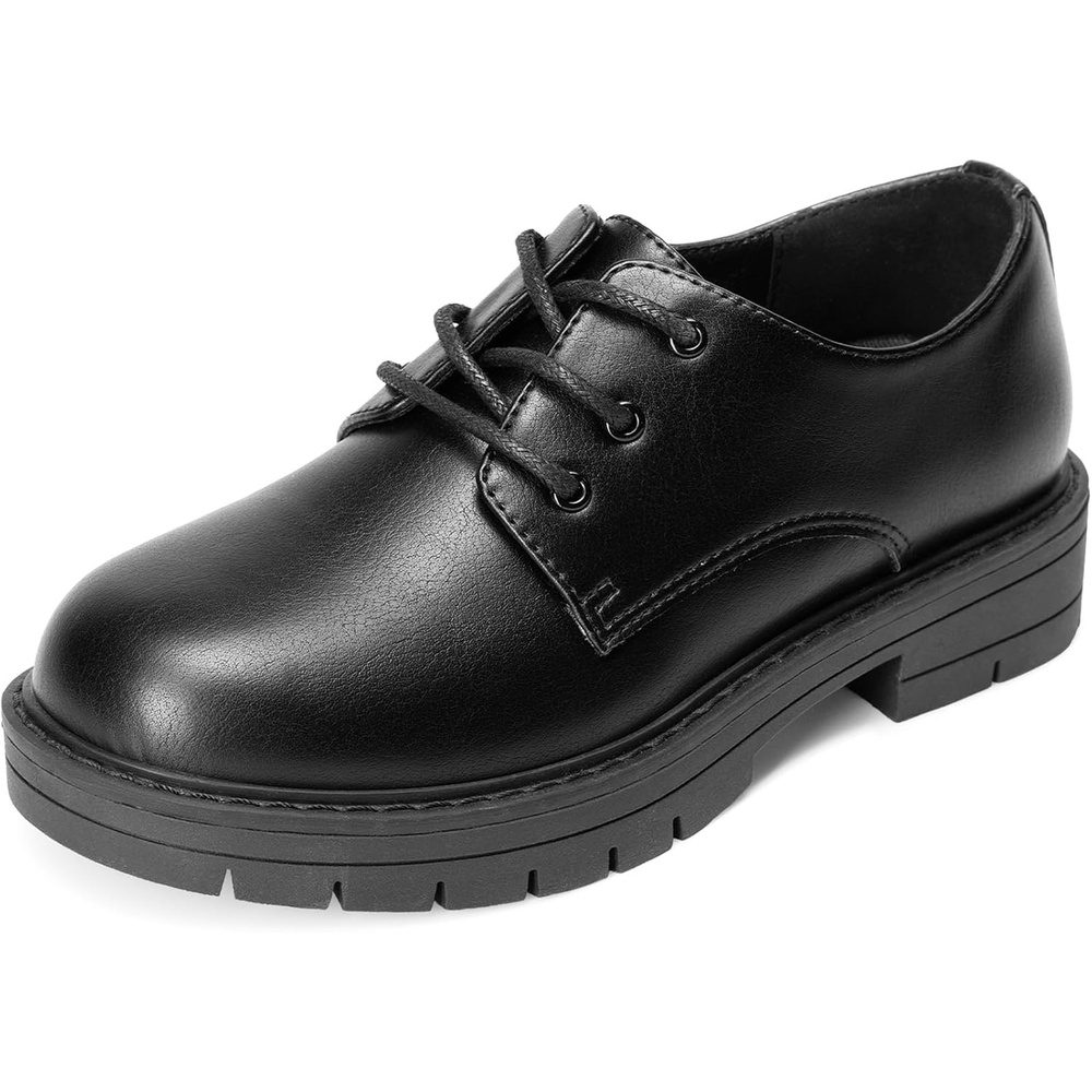 image:imageDREAM PAIRS Boys Girls Dress Shoes Kids Uniform Formal Classic Oxfords Laceup for Toddler Little Big KidAll Black