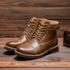 Bruno Marc Men’s Motorcycle Combat Warm Zipper Oxford Boot | Breathable Lining, Lace-up & Side Zipper, Durable TPR Outsole, Ideal for Motorcycle Riding & Daily Wear(Classic Brown)