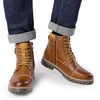 Bruno Marc Men’s Motorcycle Combat Warm Zipper Oxford Boot | Breathable Lining, Lace-up & Side Zipper, Durable TPR Outsole, Ideal for Motorcycle Riding & Daily Wear(Classic Brown)
