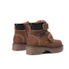 DREAM PAIRS Boys Girls Hook and Loop Fashion Boot | Soft PU upper, plush faux fur lining. Side zipper, lace up fit. Anti-slip TPR sole. For school or play.(Brown)