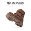 DREAM PAIRS Boys Girls Hook and Loop Fashion Boot | Soft PU upper, plush faux fur lining. Side zipper, lace up fit. Anti-slip TPR sole. For school or play.(Brown)