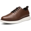 Bruno Marc MaxFlex Men’s Dress Oxford Sneakers | Stay stylish with breathable perforated PU uppers plush EVA insoles, and slip-resistant soles for all-day comfort(Brown/White)