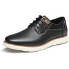 Bruno Marc Men’s Crossflex Oxford Dress Sneakers Casual Leather Dress Shoes(Black)
