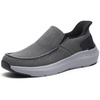 Bruno Marc Men’s Hands Free Slip on Loafers Casual Sneakers Canvas Walking Shoes(Dark Grey)