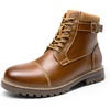 Bruno Marc Men’s Motorcycle Combat Warm Zipper Oxford Boot | Breathable Lining, Lace-up & Side Zipper, Durable TPR Outsole, Ideal for Motorcycle Riding & Daily Wear(Classic Brown)