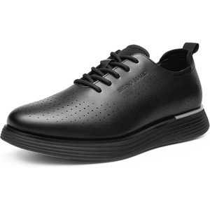 Bruno Marc MaxFlex Men’s Dress Oxford Sneakers | Stay stylish with breathable perforated PU uppers plush EVA insoles, and slip-resistant soles for all-day comfort(Black)