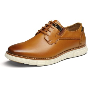 Bruno Marc Men’s Crossflex Oxford Dress Sneakers Casual Leather Dress Shoes(Brown)