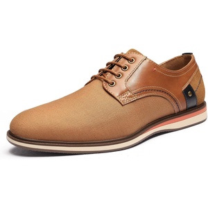 Bruno Marc Men’s Dress Shoes Casual Business Oxford | Scaled Synthetic Upper, Soft Removable Footbed, Lace-up Secure Fit, Flexible Outsole for Daily Work & Casual Wear(2-tan)