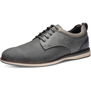 Bruno Marc Men’s Dress Shoes Casual Business Oxford | Scaled Synthetic Upper, Soft Removable Footbed, Lace-up Secure Fit, Flexible Outsole for Daily Work & Casual Wear(Grey)