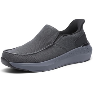 Bruno Marc Men’s Hands Free Slip on Loafers Casual Sneakers Canvas Walking Shoes(Black)