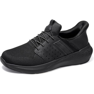 Bruno Marc Men’s Hands Free Slip-on Loafers Casual Shoes Sneakers Breathable Knit Comfortable Lightweight Walking Shoes(Black)