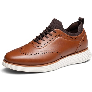 Bruno Marc Men’s MaxFlex Dress Sneakers Oxfords | 5mm Mesh EVA Insole with Arch Support, Shock-Absorbent MD Midsole, Non-Slip Rubber Outsole for Formal & Casual Wear(Light Brown-pu)