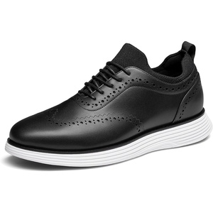 Bruno Marc Men’s MaxFlex Dress Sneakers Oxfords | 5mm Mesh EVA Insole with Arch Support, Shock-Absorbent MD Midsole, Non-Slip Rubber Outsole for Formal & Casual Wear(Black)