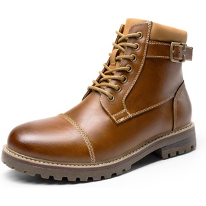 Bruno Marc Men’s Motorcycle Combat Warm Zipper Oxford Boot | Breathable Lining, Lace-up & Side Zipper, Durable TPR Outsole, Ideal for Motorcycle Riding & Daily Wear(Engle-05-brown)