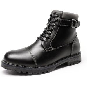 Bruno Marc Men’s Motorcycle Combat Warm Zipper Oxford Boot | Breathable Lining, Lace-up & Side Zipper, Durable TPR Outsole, Ideal for Motorcycle Riding & Daily Wear(Black)