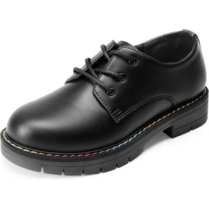 DREAM PAIRS Boys Girls Dress Shoes Kids Uniform Formal Classic Oxfords Lace-up for Toddler Little Big Kid(Black-pu)
