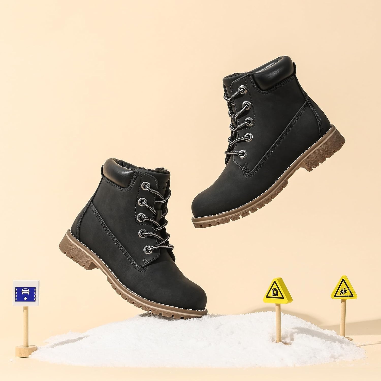 image:imageBruno Marc Boys Winter Snow Boots NonSlip Outdoor Ankle BootsBlack