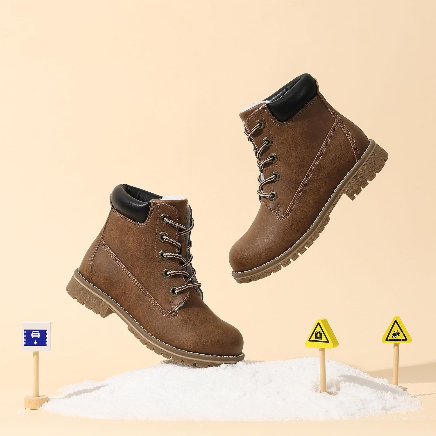image:imageBruno Marc Boys Winter Snow Boots NonSlip Outdoor Ankle BootsBrown