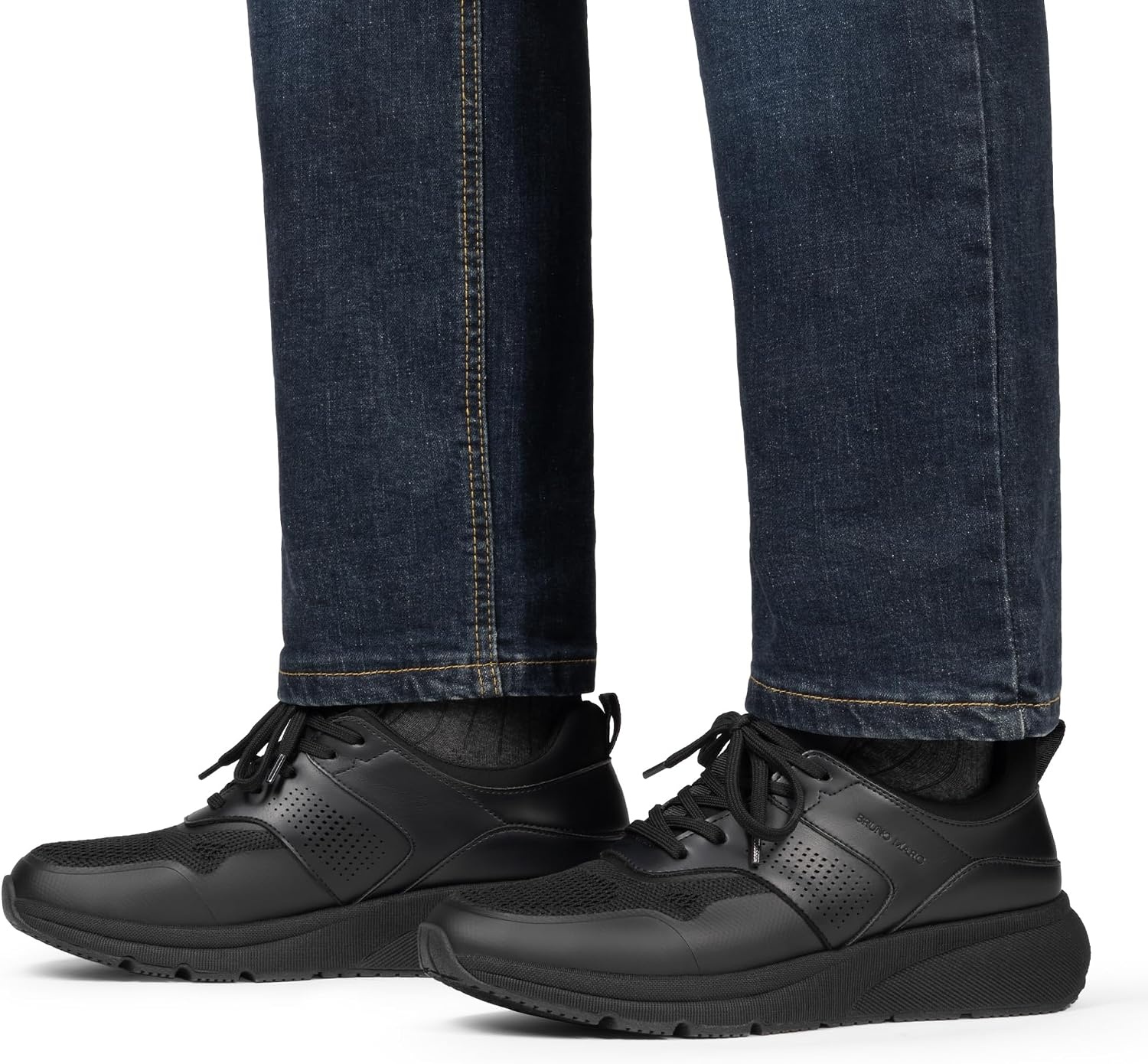 image:imageBruno Marc Mens Casual Fashion Sneakers Laceup Easy Slipon Comfortable Casual Mesh Fashion Cushioning Flexible Durable Versatile StyleAll Black