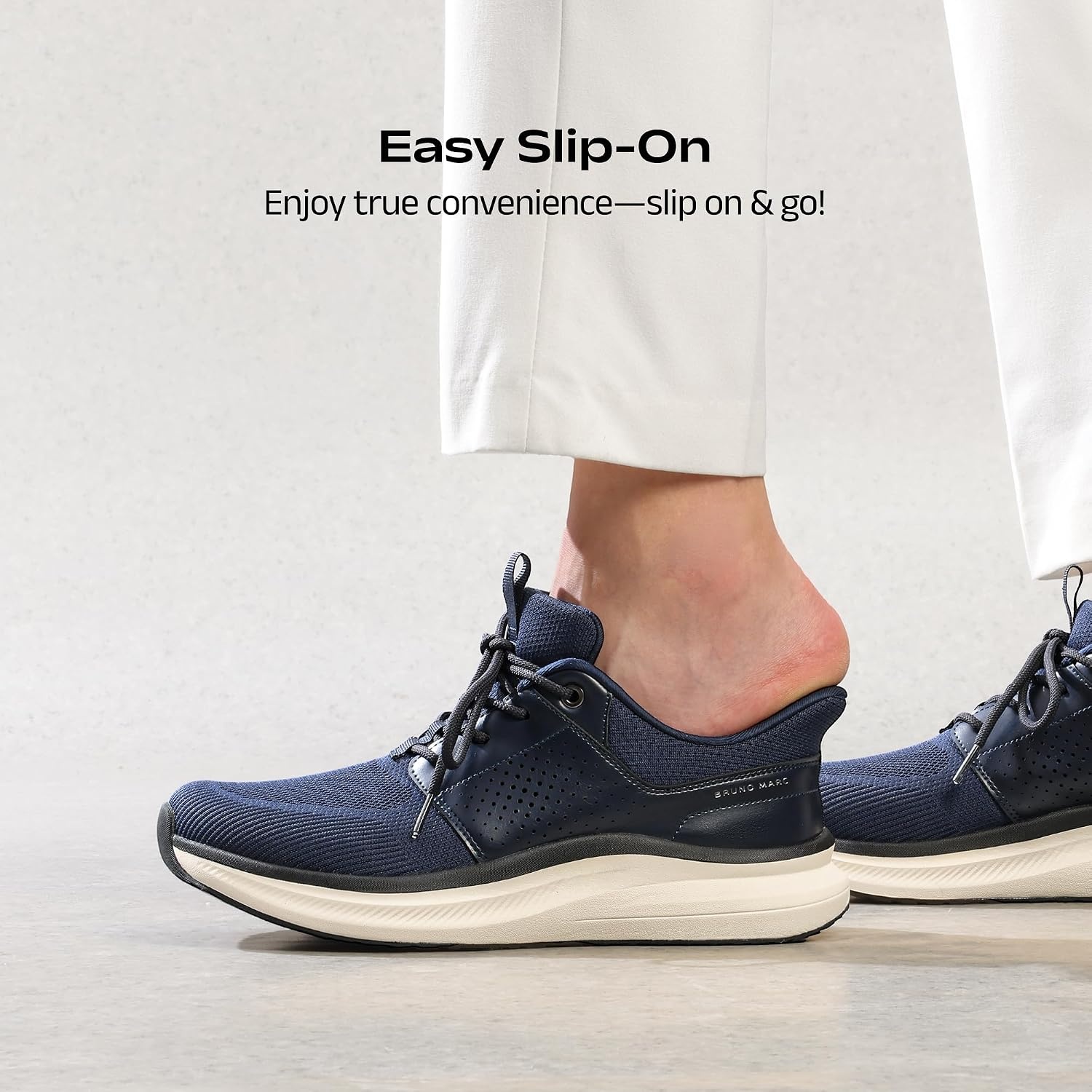 image:imageBruno Marc Mens Slipon Casual Dress Sneakers AllDay Comfort Cushioning Breathable Walking ShoesDark Blue