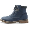 Bruno Marc Boys Girls Ankle Outdoor Comfort Autumn Boot | Soft PU upper, plush faux fur lining. Side zipper, lace up fit. Anti-slip TPR sole. For school or play.(Blue)