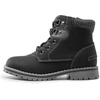 Bruno Marc Boys Girls Ankle Outdoor Comfort Autumn Boot | Soft PU upper, plush faux fur lining. Side zipper, lace up fit. Anti-slip TPR sole. For school or play.(Black)