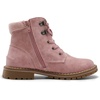Bruno Marc Boys Girls Ankle Outdoor Comfort Autumn Boot | Soft PU upper, plush faux fur lining. Side zipper, lace up fit. Anti-slip TPR sole. For school or play.(Pink)