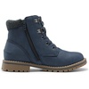 Bruno Marc Boys Girls Ankle Outdoor Comfort Autumn Boot | Soft PU upper, plush faux fur lining. Side zipper, lace up fit. Anti-slip TPR sole. For school or play.(Blue)