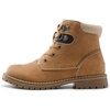 Bruno Marc Boys Girls Ankle Outdoor Comfort Autumn Boot | Soft PU upper, plush faux fur lining. Side zipper, lace up fit. Anti-slip TPR sole. For school or play.(Brown)