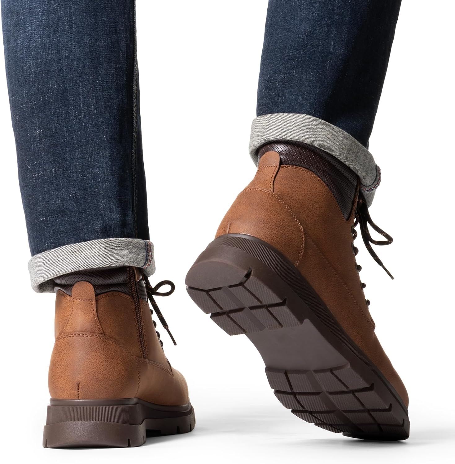 image:imageBruno Marc Mens Casual Chukka Ankle Boots Side Zipper ClosurePerforated Mesh EVA InsoleWearResistant NonSlip TPR Outsole for Office amp Daily OutingBrown