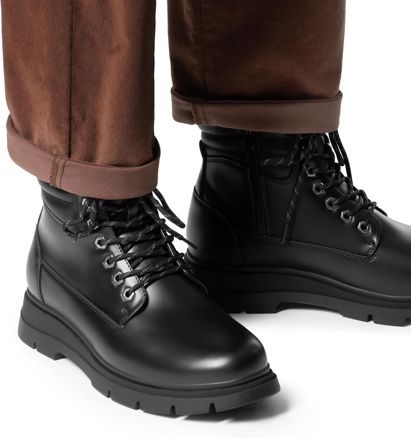 image:imageBruno Marc Mens Casual Chukka Ankle Boots Side Zipper ClosurePerforated Mesh EVA InsoleWearResistant NonSlip TPR Outsole for Office amp Daily OutingBlack