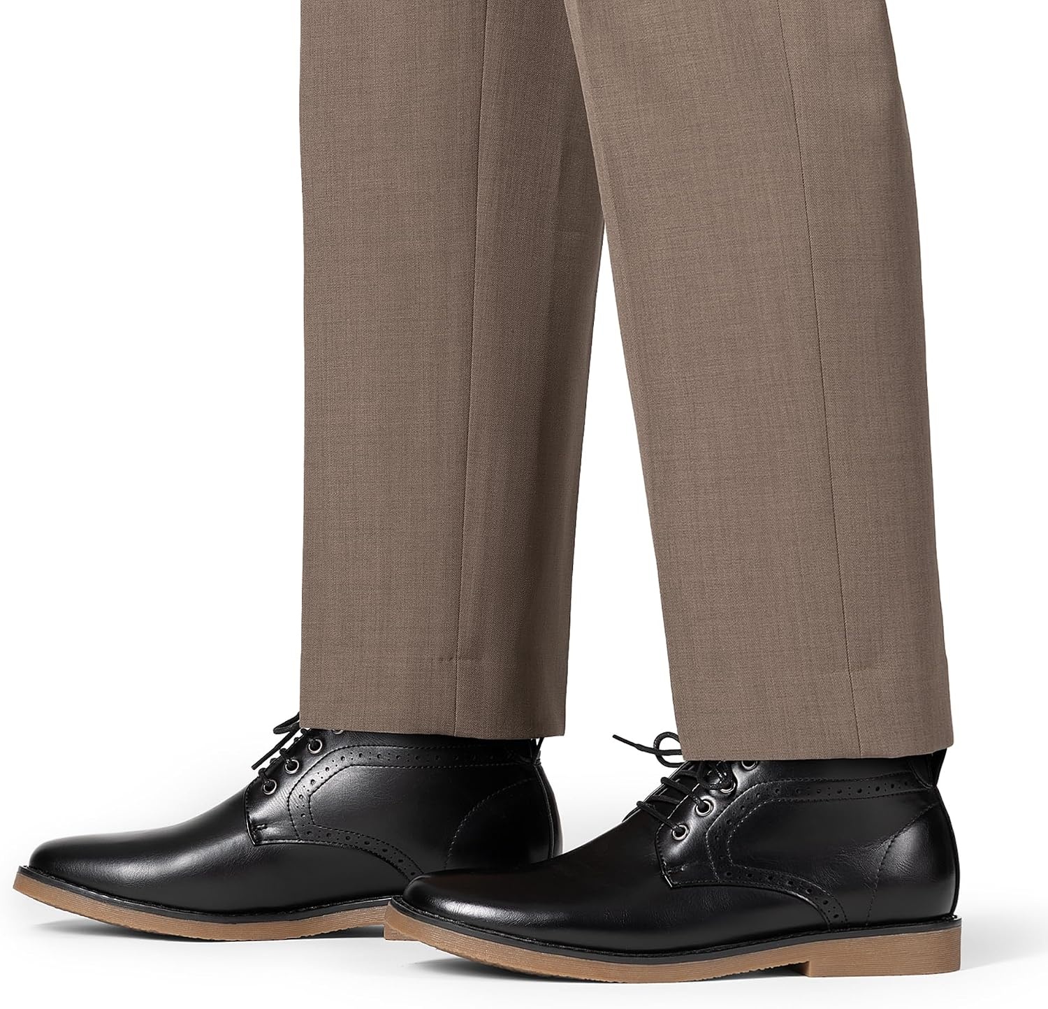 image:imageBruno Marc Mens Classic Dress Derby Oxfords Chukka Boots Classic Brogue Details Soft Elastic Heel Grippy TPR Sole PU Upper Fit for Office Events amp Daily WearBlack