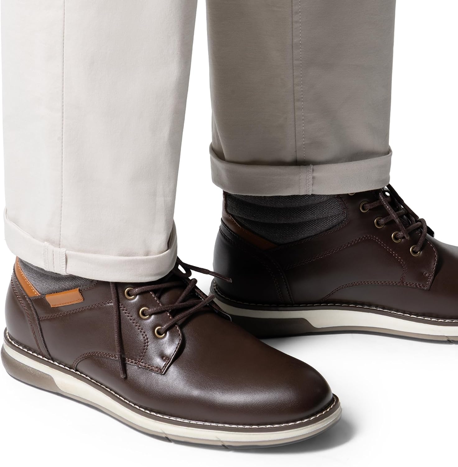 image:imageBruno Marc Mens Dress Casual Formal Chukka Boots Antislip TPR outsole padded collar plush lining ideal for offices casual events outdoor strolls and daily wearDark Brown