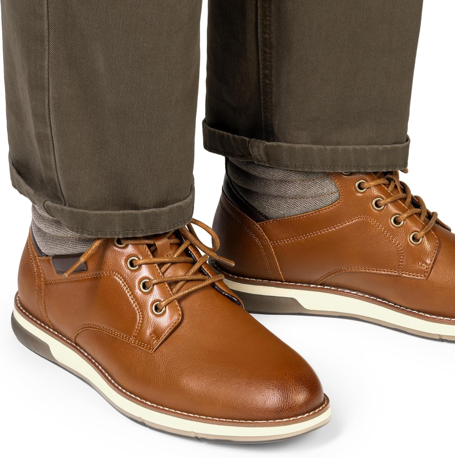 image:imageBruno Marc Mens Dress Casual Formal Chukka Boots Antislip TPR outsole padded collar plush lining ideal for offices casual events outdoor strolls and daily wearBrown