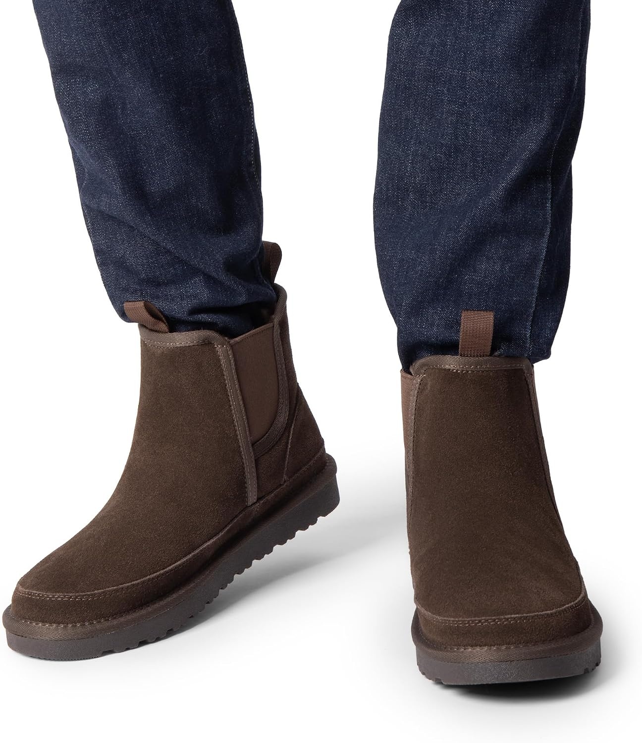 image:imageBruno Marc Mens FuzzyGo Winter Chelsea Boots Rugged Suede Leather Cold Weather Warm Outdoor BootsBrown