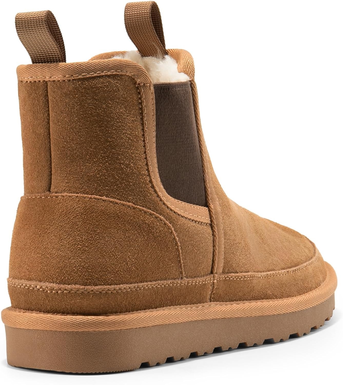 image:imageBruno Marc Mens FuzzyGo Winter Chelsea Boots Rugged Suede Leather Cold Weather Warm Outdoor BootsChesnut