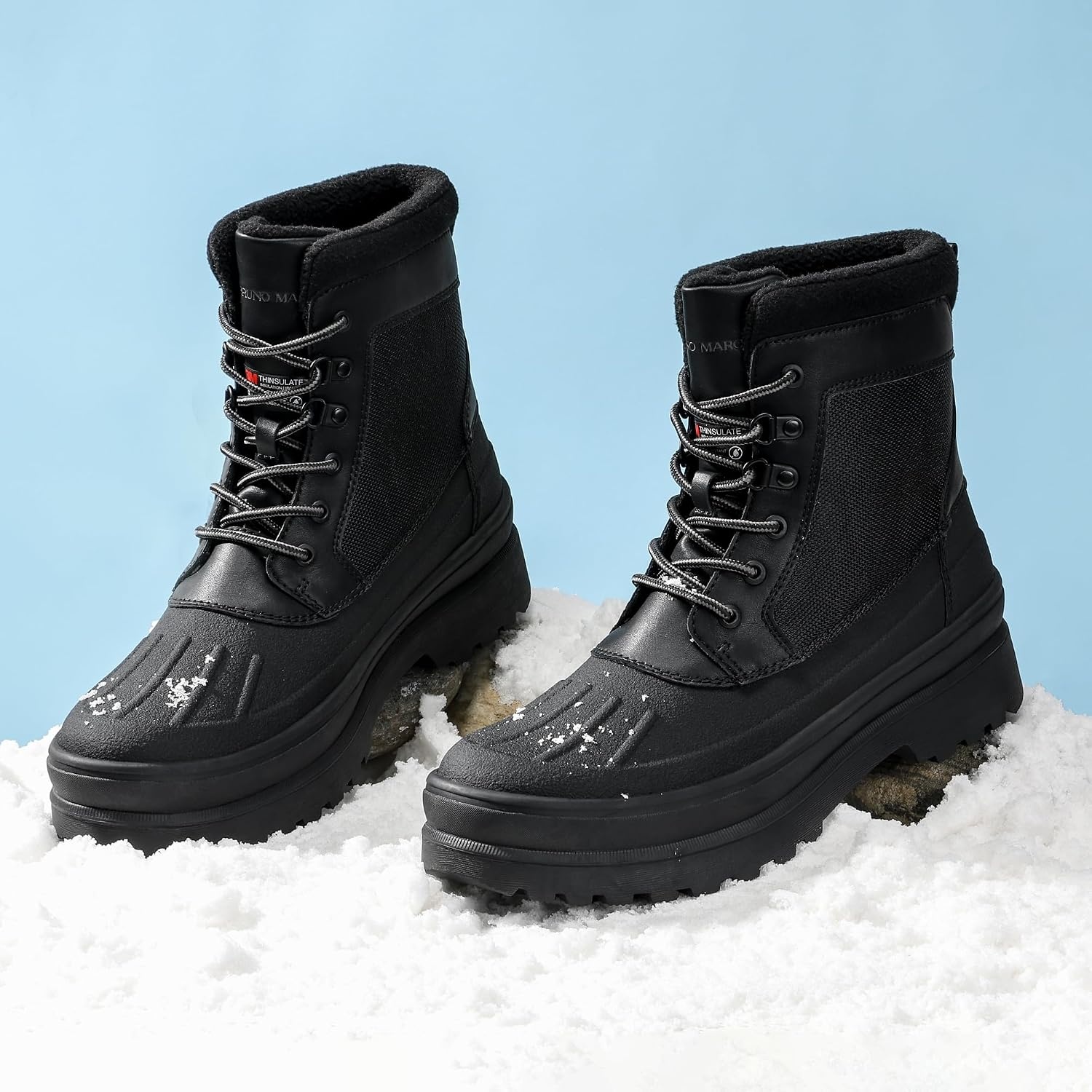 image:imageBruno Marc Mens Insulated Waterproof Snow Boots 200g insulation retains heat to 25F sealed build keeps feet dry rubber outsole boosts grip durable upper resists wearBlackNet