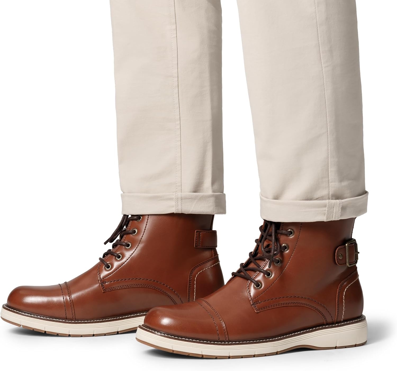 image:imageBruno Marc Mens Motorcycle Combat Boots LaceUp Casual Dress Biker BootBrown
