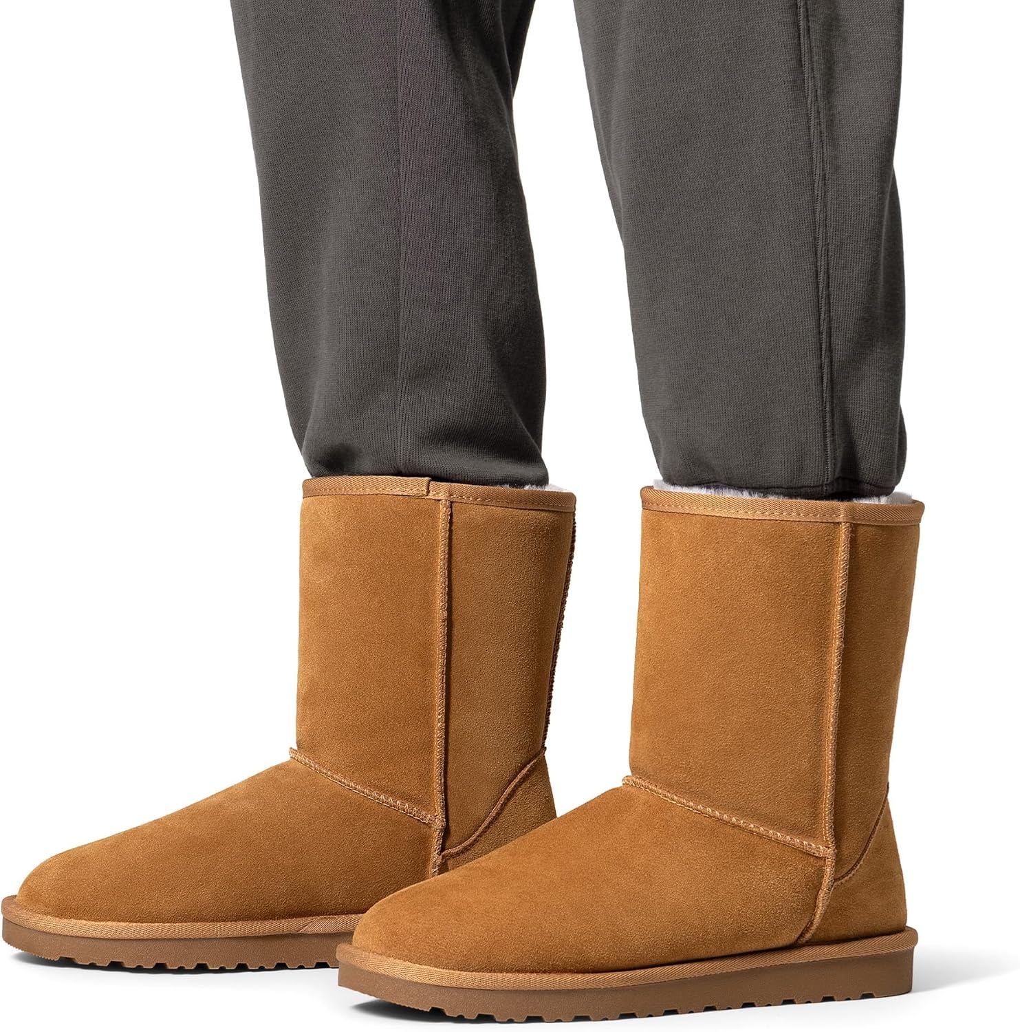 image:imageBruno Marc Mens Winter Boots Cold Weather Outdoor Casual Warm Suede Faux Fur Lining FuzzyClassic Short BootsChestnut