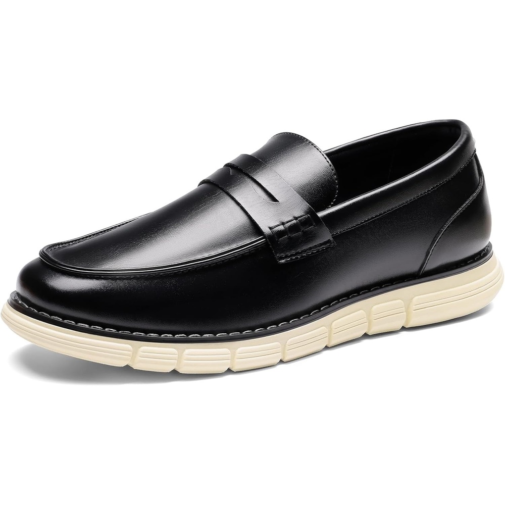 image:imageBruno Marc Mens Casual Dress Shoes Penny Loafers  Enhanced Comfort Slip on Supple PU Upper Sponge Insole Micro Arch Support Lightweight Daily Casual Formal Driving TravelBlack