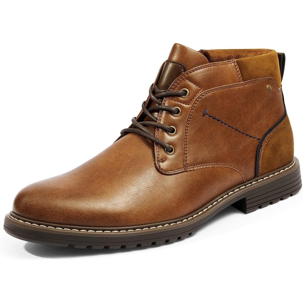 image:imageBruno Marc Mens Chukka Dress Boots Casual Shoes  Breathable Lining Padded Collar Durable TPR Outsole Laceup Closure Ideal for Office Business Casual Work amp Daily WearBrown