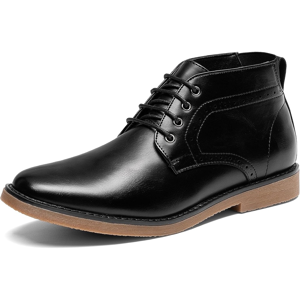 image:imageBruno Marc Mens Classic Dress Derby Oxfords Chukka Boots Classic Brogue Details Soft Elastic Heel Grippy TPR Sole PU Upper Fit for Office Events amp Daily WearBlack