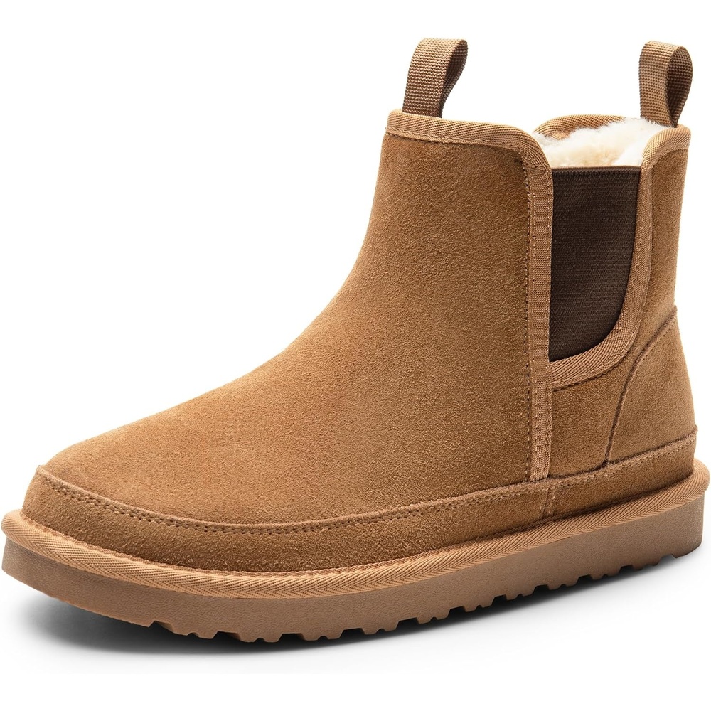 image:imageBruno Marc Mens FuzzyGo Winter Chelsea Boots Rugged Suede Leather Cold Weather Warm Outdoor BootsChesnut