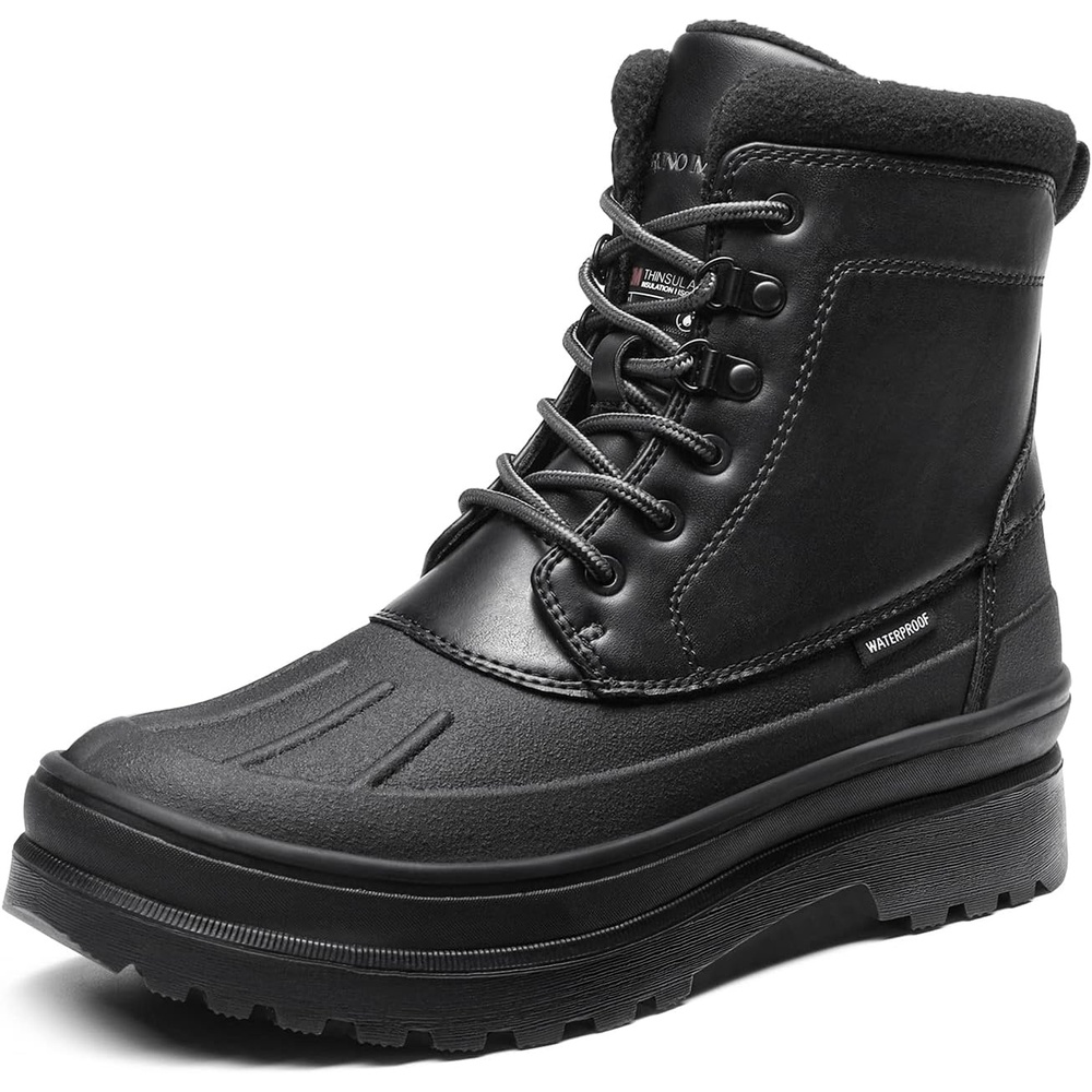 image:imageBruno Marc Mens Insulated Waterproof Snow Boots 200g insulation retains heat to 25F sealed build keeps feet dry rubber outsole boosts grip durable upper resists wearBlack