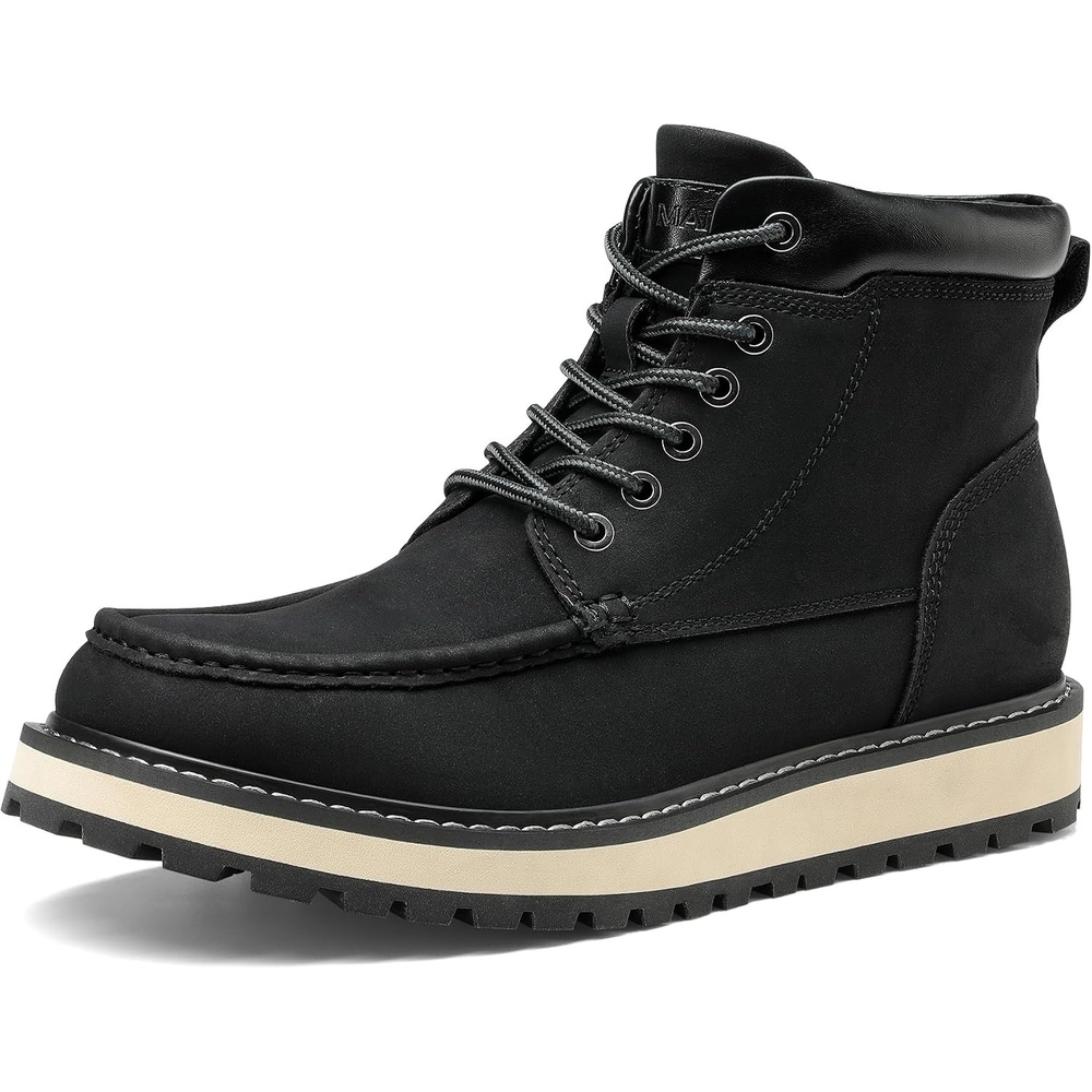 image:imageBruno Marc Mens Moc Toe Boot Fashion Comfort Warm Faux Fur Lining EVA Midsole Durable Traction Rubber Outsole Insulated Winter Casual Boots for Daily Outdoor WearBlack