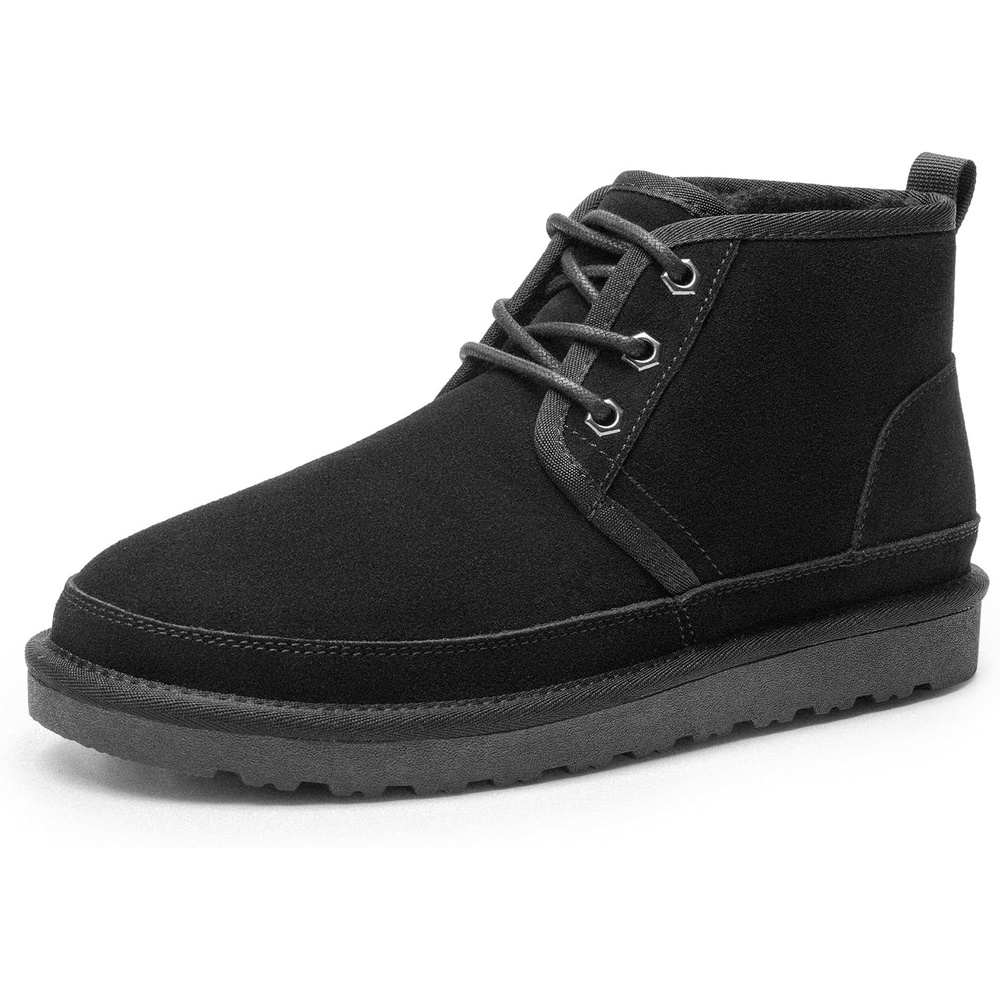 image:imageBruno Marc Mens Winter Snow Boots FuzzyGo Cozy Suede Leather Cold Weather Warm Outdoor Casual Ankle BootsBlack