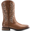 Bruno Marc Men’s Durable Cowboy Classic Slip on Western Boots with Chic Embroidered Durable Short Fashionable Western Boots(Brown)
