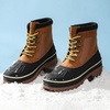 Bruno Marc Men’s Insulated Waterproof Snow Boots | 200g insulation retains heat to -25°F; sealed build keeps feet dry; rubber outsole boosts grip; durable upper resists wear(Brown/Yellow/Net)