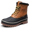 Bruno Marc Men’s Insulated Waterproof Snow Boots | 200g insulation retains heat to -25°F; sealed build keeps feet dry; rubber outsole boosts grip; durable upper resists wear(Brown/Yellow)