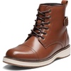 Bruno Marc Men’s Motorcycle Combat Boots Lace-Up Casual Dress Biker Boot(Brown)